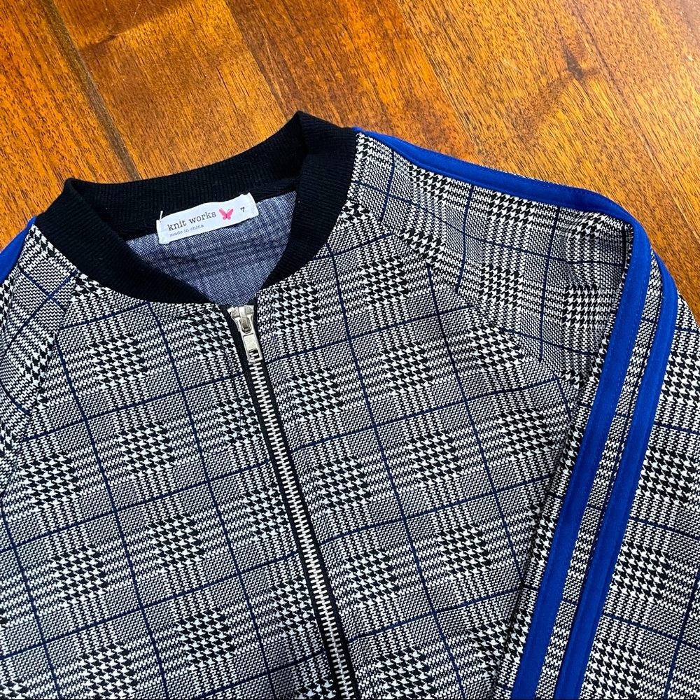 Zip Houndstooth Girls Jacket Size 7